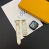 Luxury Leather Smart Watch Bands for Apple Watch Straps 40mm 42mm 44mm 45mm 41mm 38mm 49mm Flower Watchs Strap Wristband iWatch Bands Series 3 4 5 6 7 8 9 SE Band