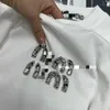 T-shirt con alfabeto ricamato con diamanti Miu Sparkle T-shirt estiva da donna di marca superiore T-shirt da donna in cotone girocollo manica corta allentata Y2k Fashionitzd