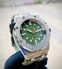 Mens Ap Wrist Watch Royal Oak Offshore Series 15720st Precision Steel Avocado Green Plate Mens Fashion Leisure Business Sports Machinery Diving Watch