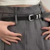 Ceintures À la mode ultra-mince ceinture pour femme minimaliste couleur unie ceinture polyvalente belle ceinture à boucle en métal argenté Q240401