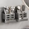 Shavers PunchFree Support de rangement pour rasoir sur le mur, organisateur de peignes à cheveux pour salle de bain, lavage des mains, mur de vanité, outil de maquillage, étagère de finition