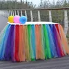 Jupe de Table en Tulle multicolore, décoration pour mariage, fête d'anniversaire, couverture en fil, décorations textiles de maison W7473