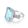 Bagues de cluster Madison Audury Luxury Aquamarine Gemstone pour femmes 925 Silver Vintage Birthstone Ring Party Accessoires Fine Bijoux