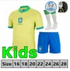 البرازيلات Kids Football Kit 2024 Copa America Cuccer Coubseys Camiseta de Futbol Paqueta Raphinha Football Shirt Maillot Vini Jr Brasil Richarlison Neymar