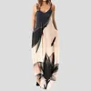 Casual Dresses Summer For Women 2024 V Neck Loose Sleeveless Print Maxi Dress Boho Beach sundress med Pocket Female