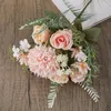 Decoratieve Bloemen Stijl Kunstzijde Paardebloem Rose Roze Wit Gecombineerd Boeket Home Party Balkon Bruiloft Decoratie Fake