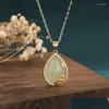 Andere Anhänger Stil Elegant Eine Jade Anhänger Halskette Lotus Wassertropfenförmiges Geschenk für Frauen Luxusschmuck Großhandel Lieferung Halskette Dhbda