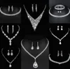 Värdebelt lab diamantsmycken Set Sterling Silver Wedding Halsband örhängen för kvinnor brudgagemang smycken present r6or#