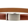 Belts Fashionable Mens Belt Authentic Leather High Quality Alloy Buckle Automatic Trouser Belt 35MM Wide Brown Ratchet Belt TZP-QS011 Q240401