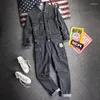 Herren Jeans Japan und Südkorea Mode Tooling Denim einteilige Overalls Herbst/Winter Anzug lose lässige All-in-One-Arbeitskleidung