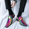 Chaussures habillées Tendance Coloré Hommes Crocodile Cuir Boucle Sangle Designer Party Square Toe Luxe Hommes Social