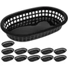 Dinnerware Sets 12 Pcs Dessert French Fries Hamburger Basket Black Plastic Storage Bins Fruit Trays