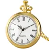 Карманные часы Роскошные золотые часы с открытым циферблатом Римские цифры Кварцевые часы с аналоговым дисплеем Подвесные часы с цепочкой-ожерельем Reloj Fob Часы