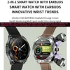 TWS Music Talk Smartwatch écouteur 2 en 1 hommes montre intelligente avec écouteurs 4 heures d'effets sonores forts mélomane 240327