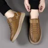 Sapatos casuais de couro de qualidade moda masculina costurada à mão flats lace up oxford conforto sola macia tênis ao ar livre jogging