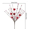 Fleurs décoratives, Branches de baies artificielles en forme de cœur, tiges de centre de table de baies rouges en forme de saint-valentin, décor