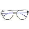 Sonnenbrille Mode Cat Eye Vintage Lila Spiegel Frau Schwarz Metall Reflektierende Flache Linse Tourismus