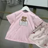 Novo bebê fatos de treino verão bonito rosa conjunto meninas camiseta terno crianças roupas de grife tamanho 100-160 cm meninas t camisa e shorts 24mar