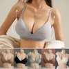 Women Seamless Bras Deep V Neck Bralette Sexy Lingerie Letter Strap Tops Push Up Underwear Wireless Brassiere for Female