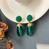 Dingle örhängen delikat charm grön harts aubergine för kvinnor koreansk modeörhänge utsökta vintage smycken romantiska tillbehör