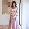 Vêtements ethniques Champagne demoiselle d'honneur Cheongsam luxe robe de mariée en satin style chinois femmes élégantes Qipao longues robes