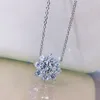 Hängen Solid 925 Sterling Silver Sparking Full Created Moissanite Diamond Sunflower Pendant Necklace For Women Bride Band Jewelry Gifts
