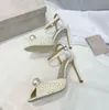High Open Toe Sandals, Pearl Bridal Leather Classic Platinum Buckles, 3 Heights 35-40, Slim Heels, Dance Shoes, Women's Wedding Sandals
