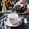 Filiżanki spodki ceramiczne filiżanki kawy i talerz europejski mały luksusowy angielski popołudniowy herbata czarna gospodarstwo domowe proste kości chiny