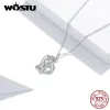 ネックレスWostu Infinity Love Necklace 925 Sterling Silver Heart to Heart Necklace for Women Party Wedding Fine Jewelry Gift Fin442