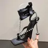 Geklede Schoenen Nieuwe Mode Ontwerper Dames Sandalen Hoge Hakken Rode Enkelbandje Veterschoenen Bruiloft Schoenen Vrouwelijke Open Teen Stiletto Sandalias H240401EYCN