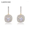 Boucles d'oreilles LADYCHIC luxe deux couches Zircon goutte S925 argent aiguille couleur or femme fête de mariage boucle d'oreille LE1334