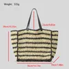 Drawstring Casual Striped Overlarge Straw Women Shoulder Bags Paper Woven Handbags Handmade Summer Beach Bag Big Tote Shopper Purses