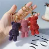 Keychains Lanyards Creative diamond studded teddy bear keychain Japanese and Korean cartoon doll cute internet celebrity car keychaindiamond bag J240330