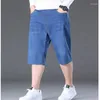 Men's Jeans Plus Size 48 50 150KG Denim Short Men Casual Thin Fashion Summer Pants Elastic Loose Straight Big Large 5XL 6XL 7XL