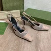 Scarpe eleganti Slingback Tacchi alti Scarpe stringate dal taglio basso Sandali Tacco medio Rete nera con cristalli scintillanti Scarpe con stampa Cinturino alla caviglia in pelle di gomma Pantofole da donna