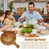 Kitchen Storage 16 Holes Wooden Row Egg Box Deviled Tray Creative Round Platter Serving With Durable Handle For Gadget