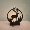 Candle Holders Iron Stand Elk Candlestick Holder Festive Christmas Ornament For Warm Home Decoration Desktop Decor Room Wax