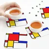 Tovagliette Mondrian Sottobicchieri Tovagliette da cucina Isolamento impermeabile Tazza da caffè per la decorazione Stoviglie per la casa Set di 4