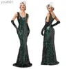 Basis Casual jurken Women Mermaid 30s 1920s Flapper Gatsby jurk cocktailjurk feest lange bruiloftsavond formele angel-mode slijtage jurken yq240402