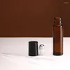 Bouteilles de rangement 10 ml rouleau en verre ambre rouleau déodorant rouleau sur les récipients de bricolage rechargeables de voyage avec balle en acier inoxydable