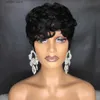 Perucas sintéticas perucas de pixie curtas para mulheres negras pixie curta curta perucas de cabelo sintético para mulheres negras ondulados de pixie preto ondulada w y240401