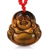 Anhänger Halsketten Handgemachte Tigerauge Stein Maitreya Buddha Halskette Frauen Männer Mode Jade Charms Schmuck Anhänger Glück Amulett Geschenke