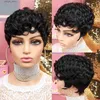 Perruques synthétiques courtes boucles bouclées pour les femmes noires Wig Wig Wig Natural Black Cut Wigs pour les femmes Afro Pixie Coup Wigs Pixie Wigs Court Y240401