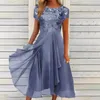 Casual Dresses 2024 Women'S Fashion Urban Knitted Patchwork Summer Mid-Waist V-Neck Womenswear Sweet Style Clothes Vestidos