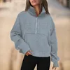 Kvinnors huvtröjor Kvinnor Fashion Pullover Sweatshirt Halv Zip Short Quarter Hoodie Autumn Clothing Dress Hooded Zippe Jackets