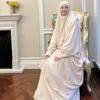 Vêtements ethniques Eid Capuchon Femmes Musulmanes Overhead Hijab Longue Robe Khimar 2 Pièces Ensembles Islam Abaya Burqa Ramadan Prière Vêtement Robe Arabe