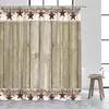 Douchegordijnen Vintage Houten Deur Retro Oude Schuur Boerderij Houten Wiel Decor Polyester Stof Badkamer Hanggordijn Met Haken