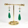 Lii Ji Natural Green Agate Flower American 14K Gold Filled Dangle Earrings Handmade Jewelry 240401