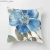 Pillow Case 45x45cm Art Oil Painting Floral Cover Ginkgo Leaf Print Cushion Sofa Office Seat Home Decor Y240407