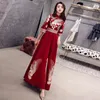 Etniska kläder kvinnliga vintage burgundy klänning kinesiska brud bröllopsklänningar plus storlek 3xl 4xl 5xl qipao mandarin krage nyhet cheongsam